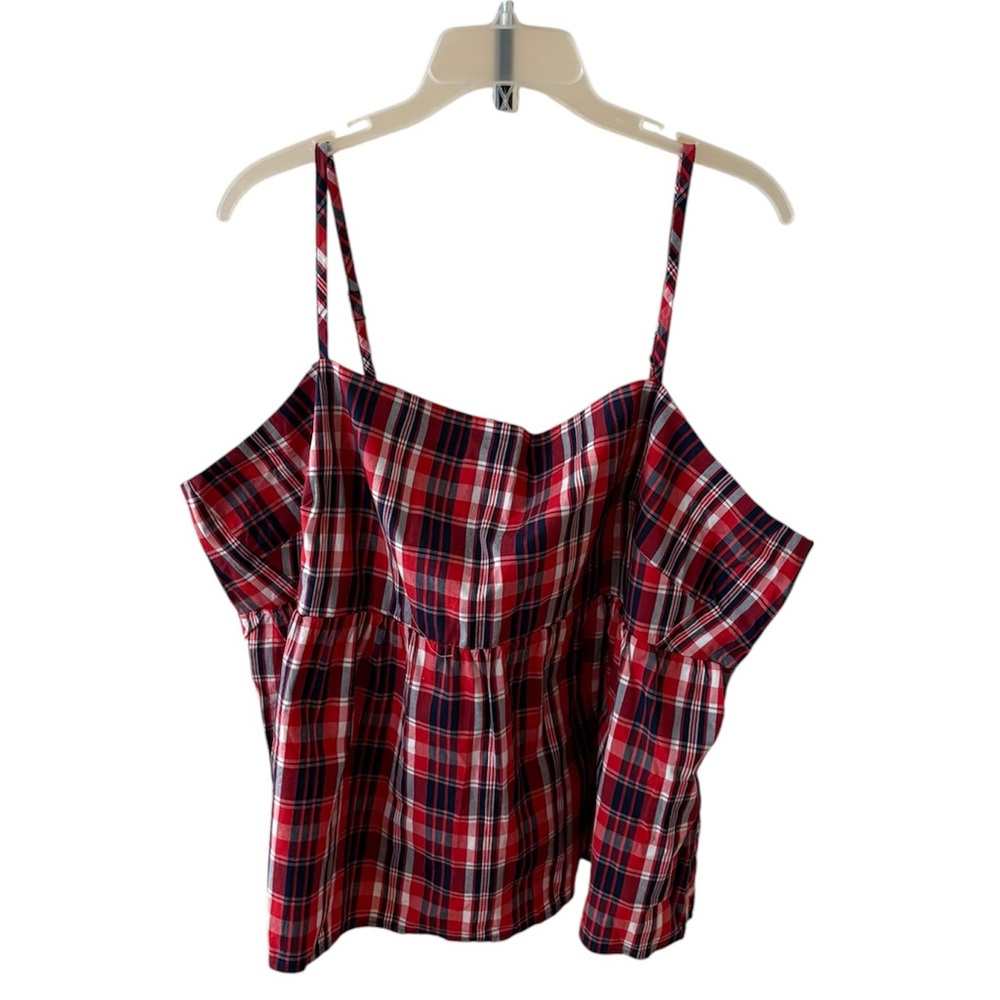 J Crew Red White & Blue Plaid Top